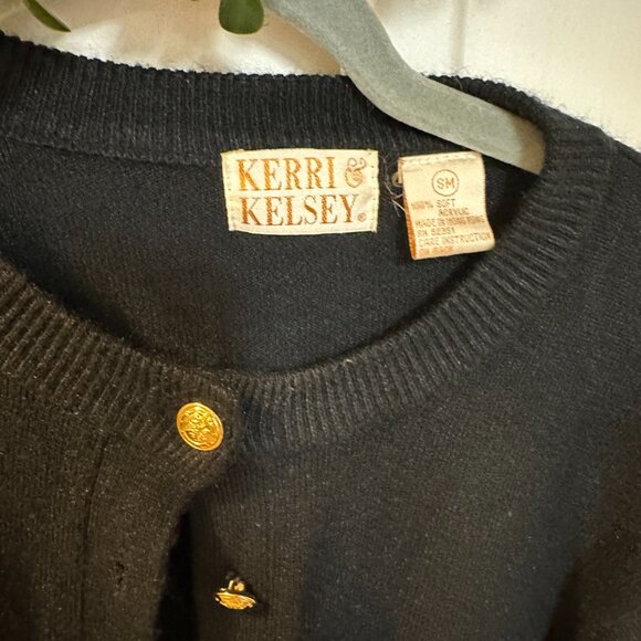 Kerri & Kelsey VINTAGE Black Cardigan with Gold Buttons-Size Small - Picture 3 of 4